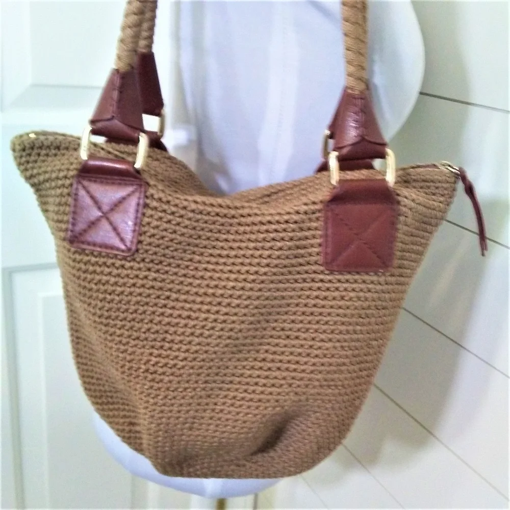 The Sak Crochet Shoulder‎ Bag Neutral Brown Tones